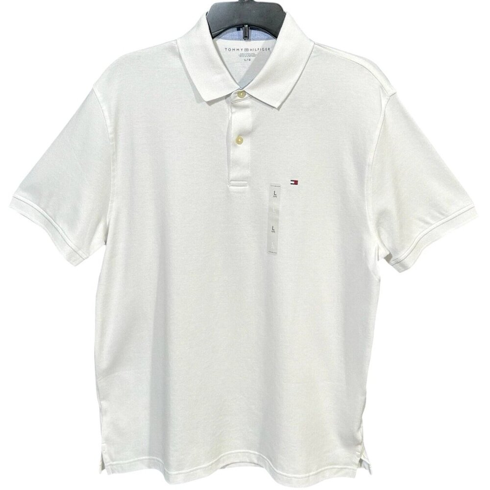 Tommy Hilfiger Mens Richard Polo Shirt Size Large White Soft & Breathable Fabric